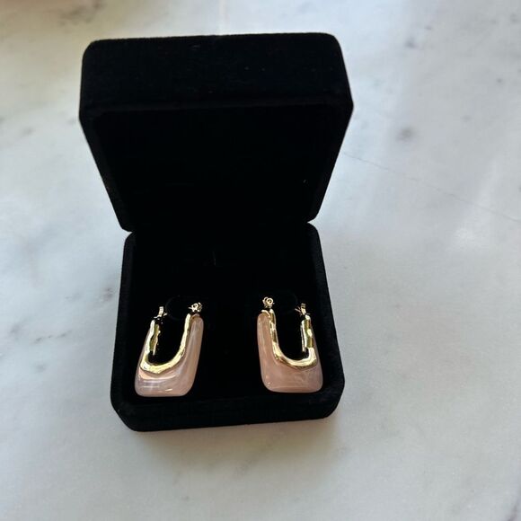 Tasha Stone Hoop Earrings in‎ Rose - Picture 2 of 5